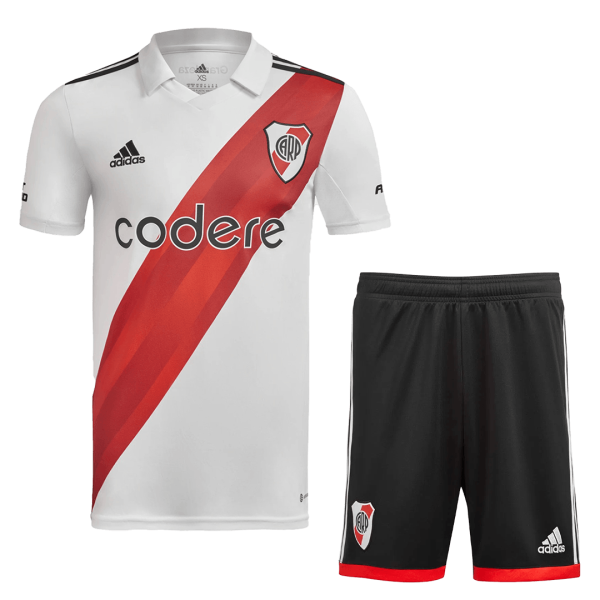 Men's Replica River Plate Home Soccer Jersey Kit (Jersey+Shorts) 2022/23 Adidas