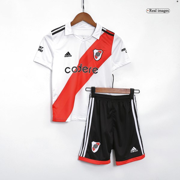 Kids River Plate Home Soccer Jersey Kit (Jersey+Shorts) 2022/23 Adidas