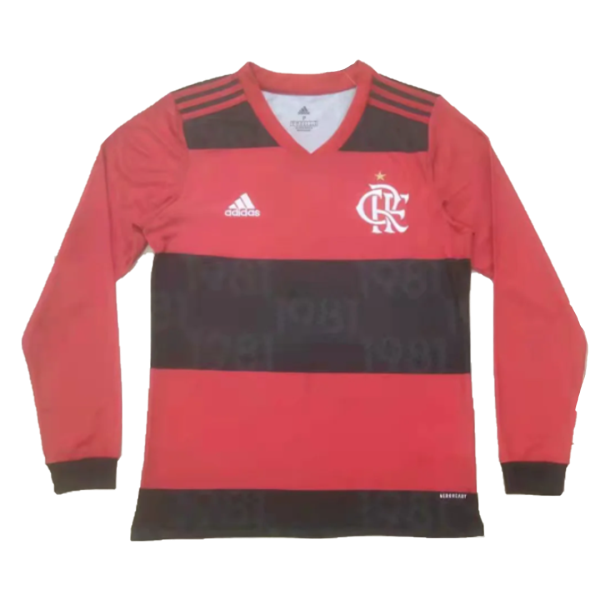 Men's Replica CR Flamengo Home Long Sleeves Soccer Jersey Shirt 2021/22 Adidas