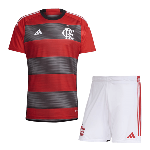 Men's Replica CR Flamengo Home Soccer Jersey Kit (Jersey+Shorts) 2022/23 Adidas