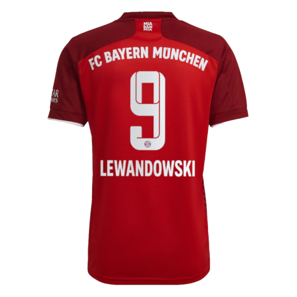 Men's Replica LEWANDOWSKI #9 Bayern Munich Home Soccer Jersey Shirt 2021/22 Adidas