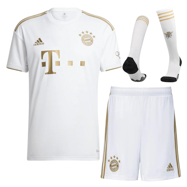 Men's Replica Bayern Munich Away Soccer Jersey Whole Kit (Jersey+Shorts+Socks) 2022/23 Adidas