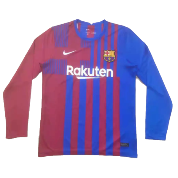 Men's Replica Barcelona Home Long Sleeves Soccer Jersey Shirt 2021/22 Nike