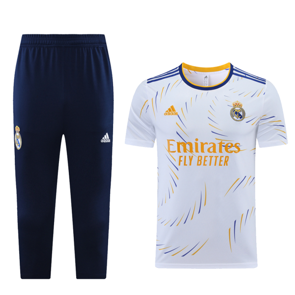 Men's Real Madrid Soccer Training Kit (Top+3/4Pants) 2021/22 Adidas