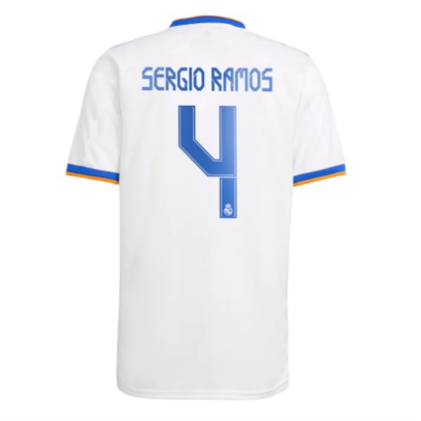 Men's Replica SERGIO RAMOS #4 Real Madrid Home Soccer Jersey Shirt 2021/22 Adidas