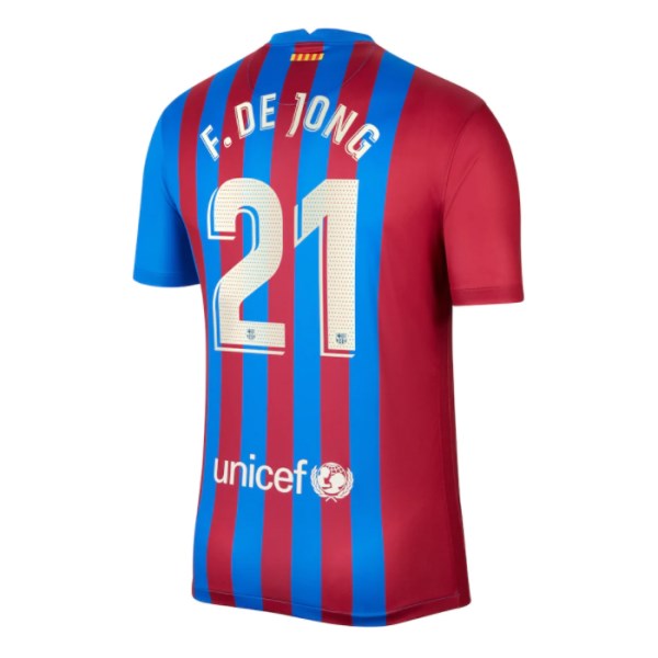Men's Replica F.DE JONG #21 Barcelona Home Soccer Jersey Shirt 2021/22 Nike