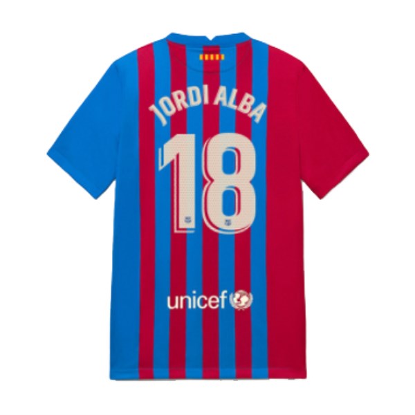 Men's Replica JORDI ALBA #18 Barcelona Home Soccer Jersey Shirt 2021/22 Nike