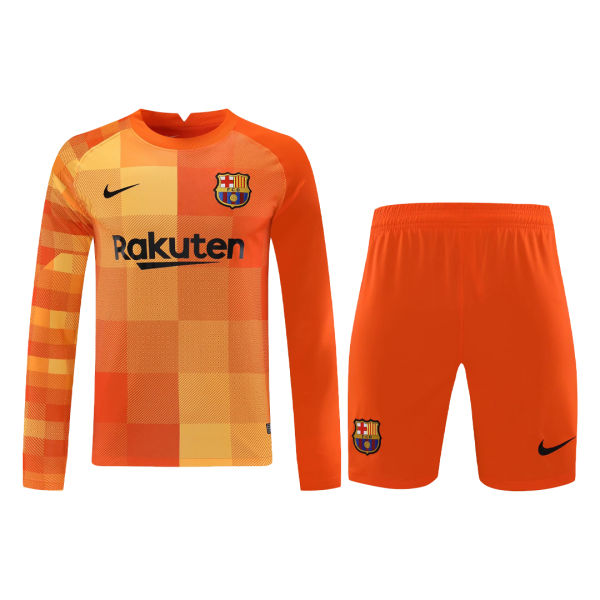 Men's Barcelona Goalkeeper Soccer Jersey Kit (Jersey+Shorts) 2021/22 Nike