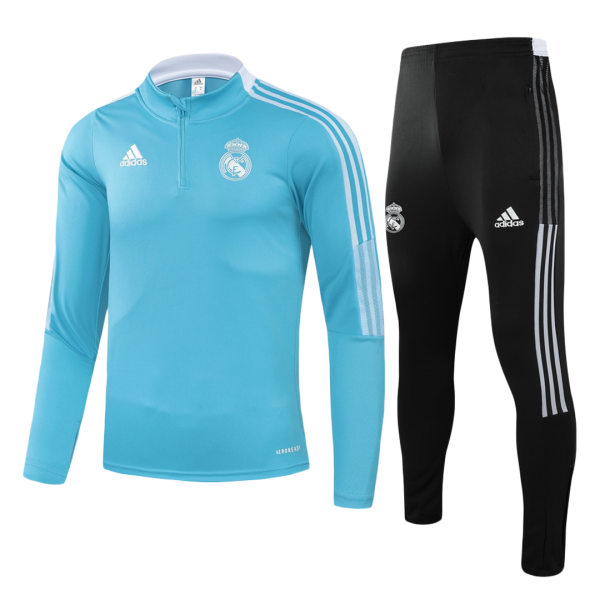 Men's Real Madrid Zipper Tracksuit Sweat Shirt Kit (Top+Trousers) 2021/22 Adidas