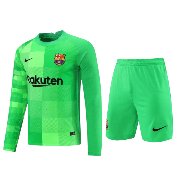 Men's Barcelona Goalkeeper Soccer Jersey Kit (Jersey+Shorts) 2021/22 Nike