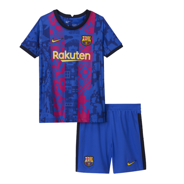 Men's Replica Barcelona Third Away Soccer Jersey Kit (Jersey+Shorts) 2021/22 Nike