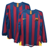 Men's Retro 2005/06 Replica Barcelona Home Long Sleeves Soccer Jersey Shirt Kappa