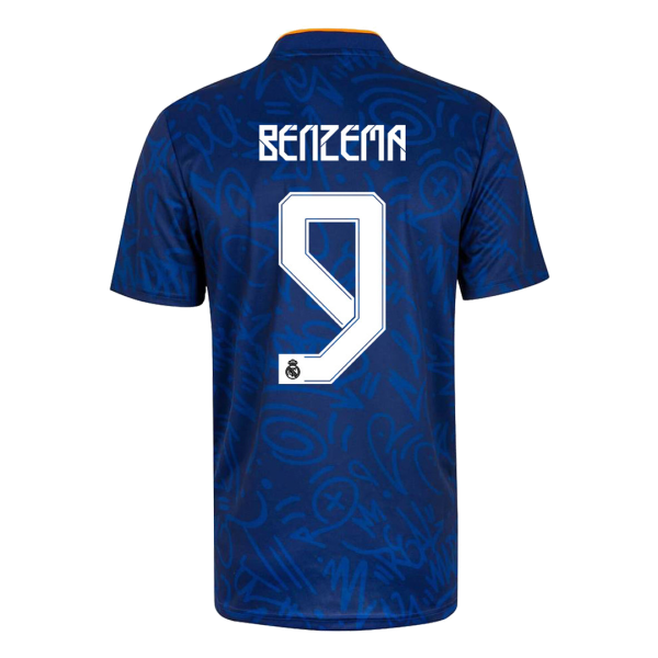 Men's Replica BENZEMA #9 Real Madrid Away Soccer Jersey Shirt 2021/22 Adidas