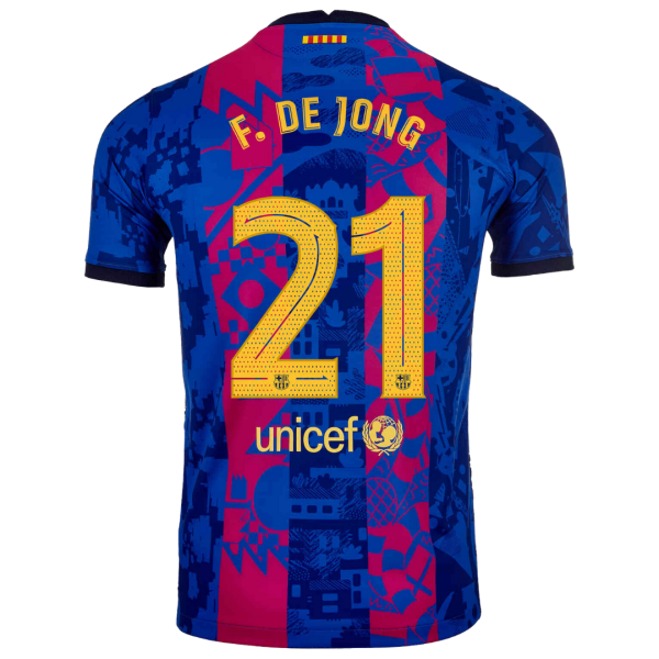 Men's Replica Frenkie de Jong #21 Barcelona Third Away Soccer Jersey Shirt 2021/22 Nike