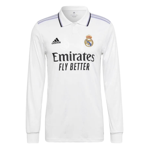 Men's Replica Real Madrid Home Long Sleeves Soccer Jersey Shirt 2022/23 Adidas