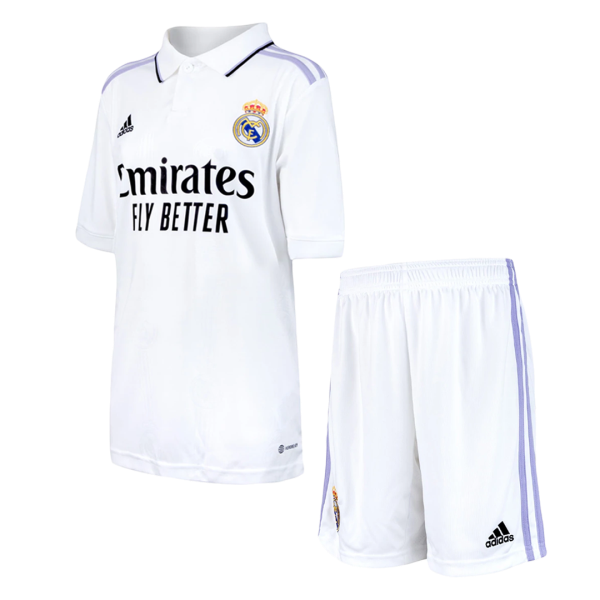 Kids Real Madrid Home Soccer Jersey Kit (Jersey+Shorts) 2022/23 Adidas