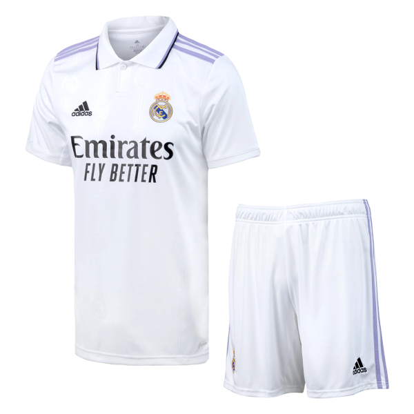 Men's Replica Real Madrid Home Soccer Jersey Kit (Jersey+Shorts) 2022/23 Adidas