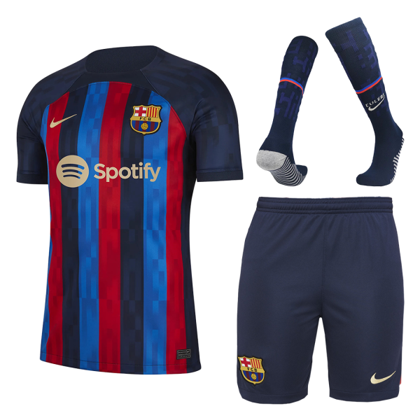 Men's Replica Barcelona Home Soccer Jersey Whole Kit (Jersey+Shorts+Socks) 2022/23 Nike