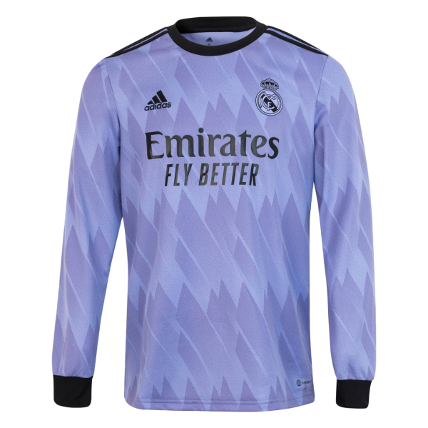 Men's Replica Real Madrid Away Long Sleeves Soccer Jersey Shirt 2022/23 Adidas