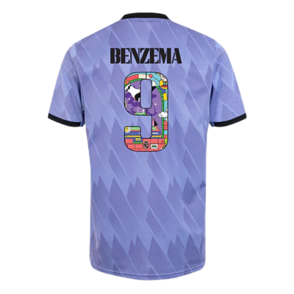 Men's Replica {[(BENZEMA #9)]}Real Madrid Away Soccer Jersey Shirt 2022/23 Adidas - Limited Edition