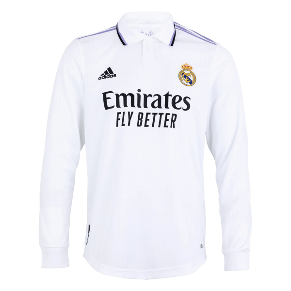 Men's Authentic Real Madrid Home Soccer Long Sleeves Jersey Shirt 2022/23 Adidas
