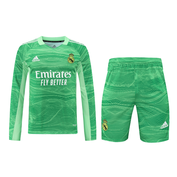 Men's Real Madrid Goalkeeper Soccer Jersey Kit (Jersey+Shorts) 2021/22 Adidas