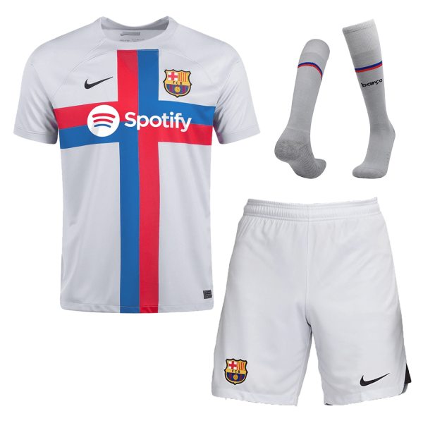 Men's Replica Barcelona Third Away Soccer Jersey Whole Kit (Jersey+Shorts+Socks) 2022/23 Nike