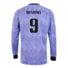 Men's BENZEMA #9 Real Madrid Away Soccer Long Sleeves Jersey Shirt 2022/23 Adidas