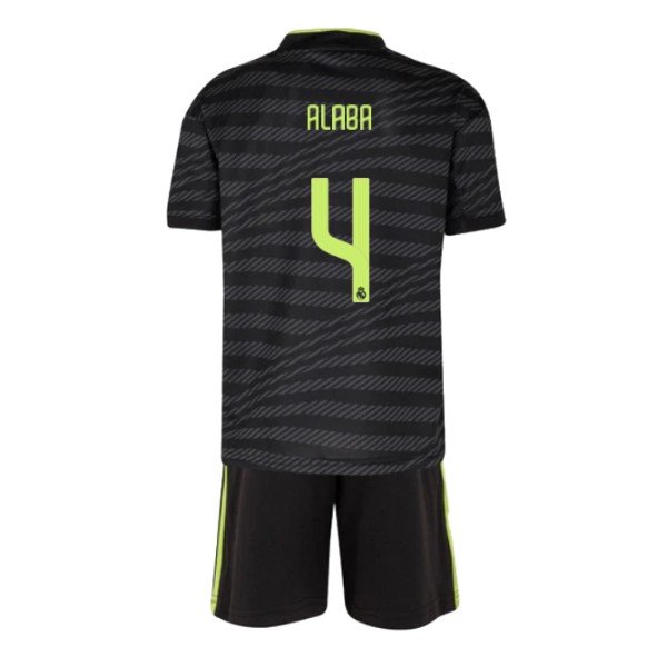 Kids ALABA #4 Real Madrid Third Away Soccer Jersey Kit (Jersey+Shorts) 2022/23 Adidas