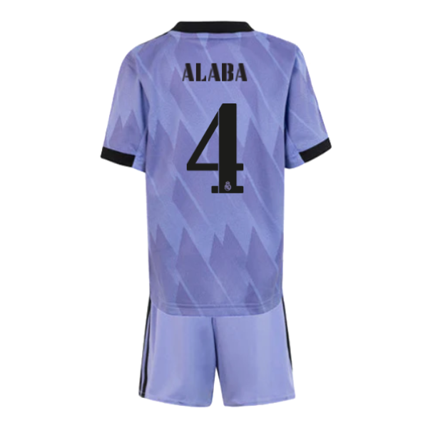 Kids ALABA #4 Real Madrid Away Soccer Jersey Kit (Jersey+Shorts) 2022/23 Adidas
