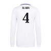 Men's ALABA #4 Real Madrid Home Soccer Long Sleeves Jersey Shirt 2022/23 Adidas