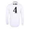 Men's Authentic ALABA #4 Real Madrid Home Soccer Long Sleeves Jersey Shirt 2022/23 Adidas