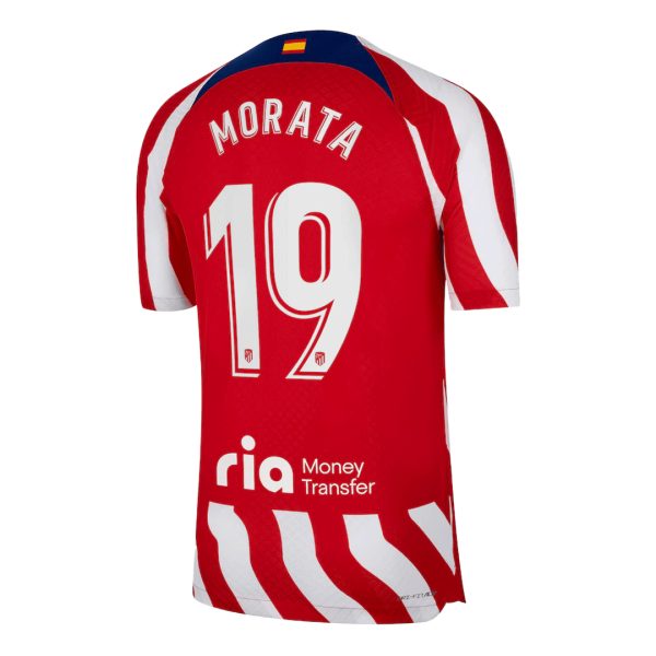Men's Authentic MORATA #19 Atletico Madrid Home Soccer Jersey Shirt 2022/23 Nike
