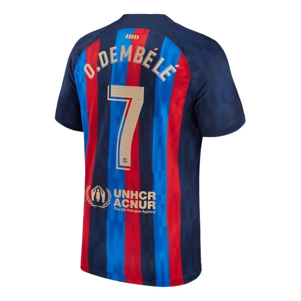 Men's Replica O.DEMBÉLÉ #7 Barcelona Home Soccer Jersey Shirt 2022/23 Nike