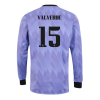 Men's VALVERDE #15 Real Madrid Away Soccer Long Sleeves Jersey Shirt 2022/23 Adidas