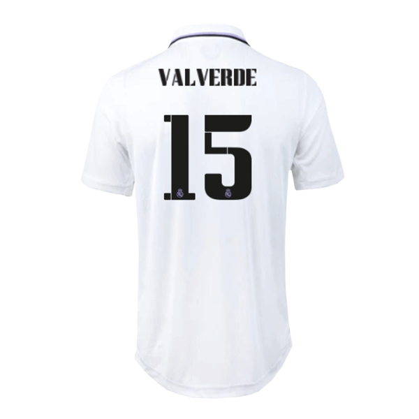 Men's Authentic VALVERDE #15 Real Madrid Home Soccer Jersey Shirt 2022/23 Adidas