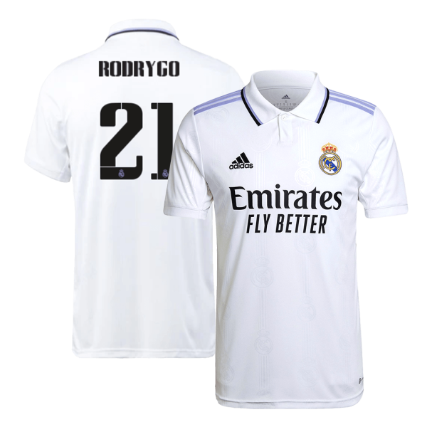 Men's Replica RODRYGO #21 Real Madrid Home Soccer Jersey Shirt 2022/23 Adidas