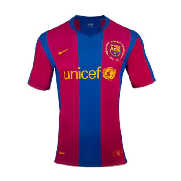 Men's Retro 2007/08 Barcelona Home 50-Years Anniversary Soccer Jersey Shirt Nike