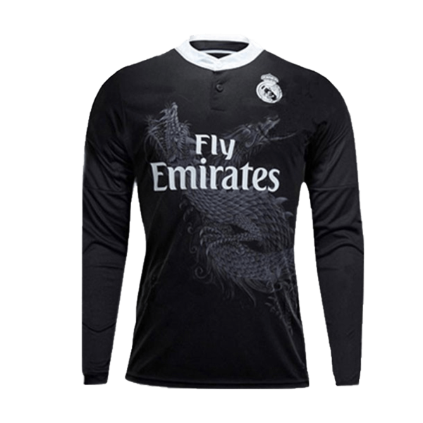 Men's Retro 2014/15 Replica Real Madrid Away Long Sleeves Soccer Jersey Shirt Adidas