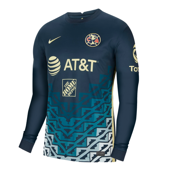 Men's Replica Club America Aguilas Away Long Sleeves Soccer Jersey Shirt 2021/22 Nike