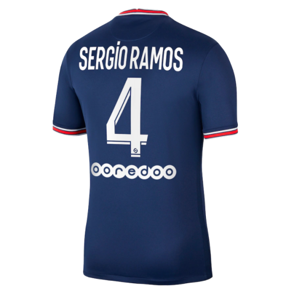 Men's Replica SERGIO RAMOS #4 PSG Home Soccer Jersey Shirt 2021/22 Jordan