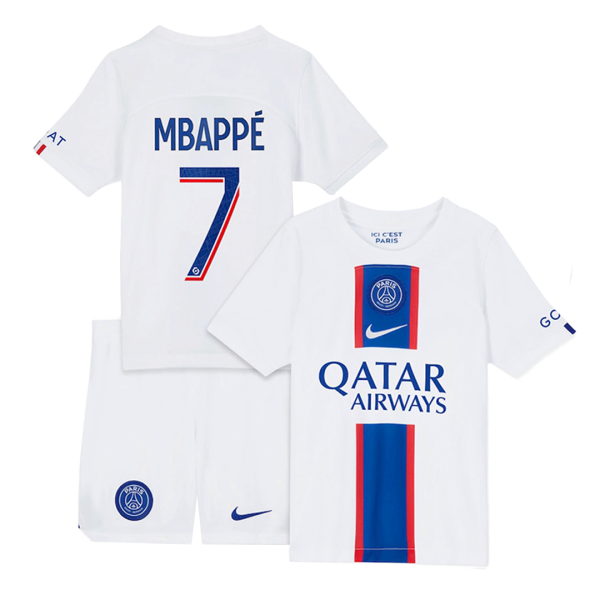Kids MBAPPÉ #7 PSG Third Away Soccer Jersey Kit (Jersey+Shorts) 2022/23 Nike