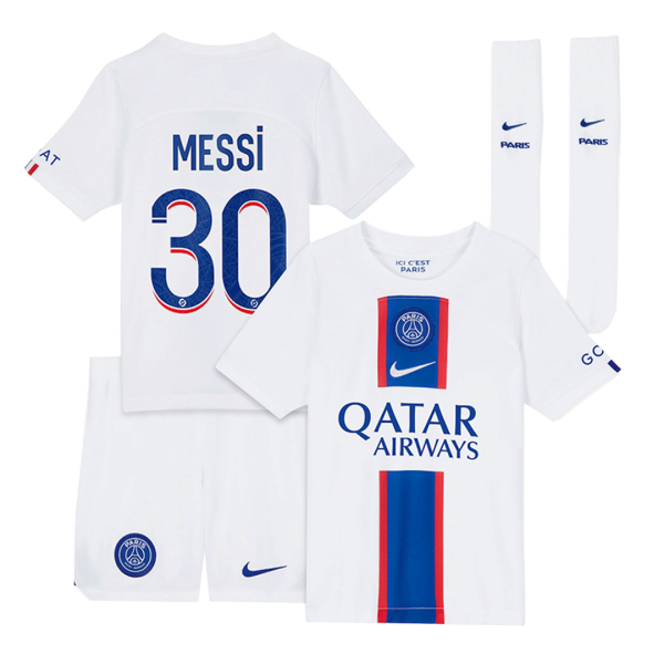 Kids MESSI #30 PSG Third Away Soccer Jersey Kit (Jersey+Shorts+Sockes) 2022/23 Nike