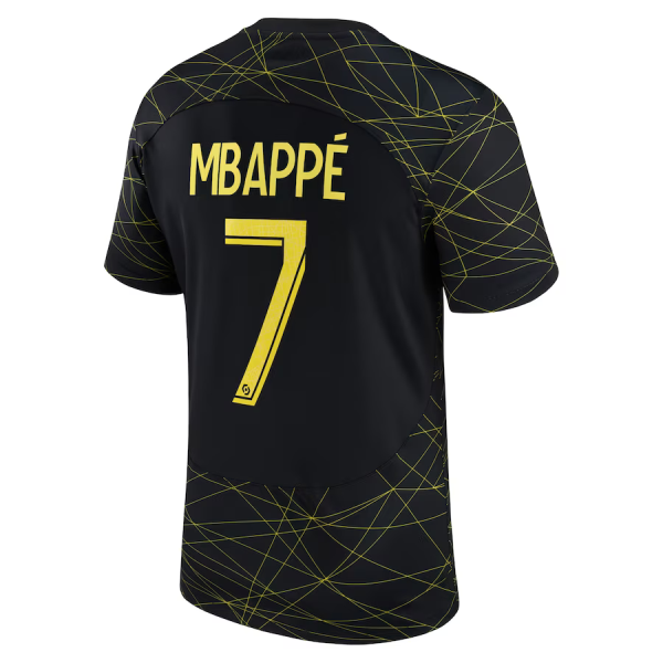 Men's Replica MBAPPÉ #7 PSG Fourth Away Soccer Jersey Shirt 2022/23 Jordan