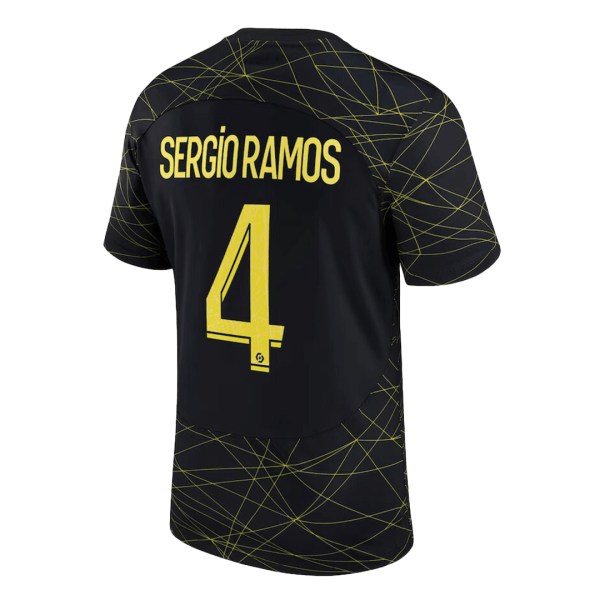 Men's Replica SERGIO RAMOS #4 PSG Fourth Away Soccer Jersey Shirt 2022/23 Jordan