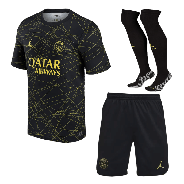 Men's Replica PSG Fourth Away Soccer Jersey Whole Kit (Jersey+Shorts+Socks) 2022/23 Jordan