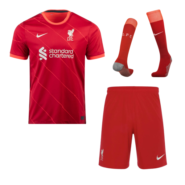 Men's Replica Liverpool Home Soccer Jersey Whole Kit (Jersey+Shorts+Socks) 2021/22 Nike