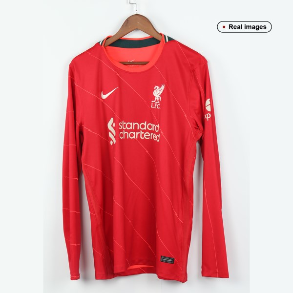 Men's Replica Liverpool Home Long Sleeves Soccer Jersey Shirt 2021/22 Nike