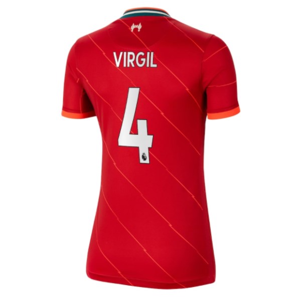 Women's Replica VIRGIL #4 Liverpool Home Soccer Jersey Shirt 2021/22 Nike