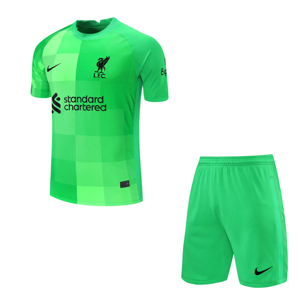Men's Replica Liverpool Goalkeeper Soccer Jersey Kit (Jersey+Shorts) 2021/22 Nike
